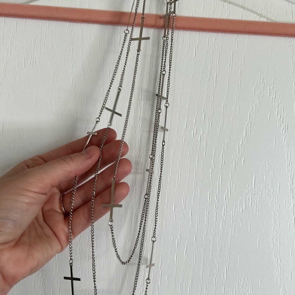 Silver Cross Multi Necklace - Picture 3 of 5